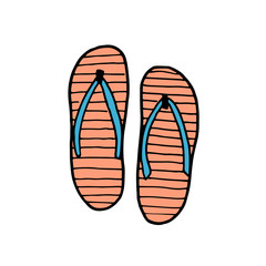 Vector illustration of a pair of flip flops. Summertime, beach element. Great basic for wrapping paper, shirt design print, invitation, banner, poster, brochure, flyer.