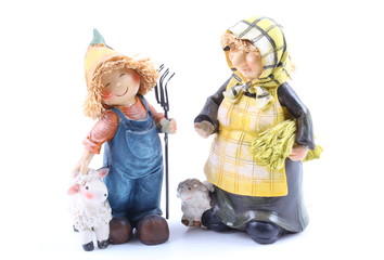 Two shepherds - puppets handmade, isolated and with clipping path