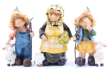 Three shepherds - puppets handmade, isolated and with clipping path