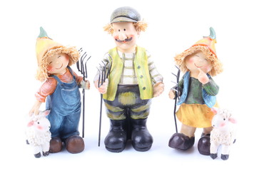 Three shepherds - puppets handmade, isolated and with clipping path