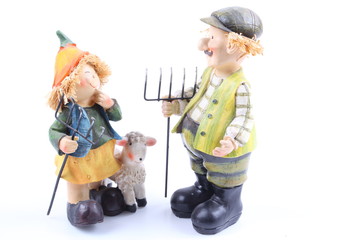 Two shepherds - puppets handmade, isolated and with clipping path