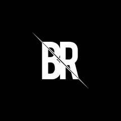 BR logo monogram with slash style design template - obrazy, fototapety, plakaty