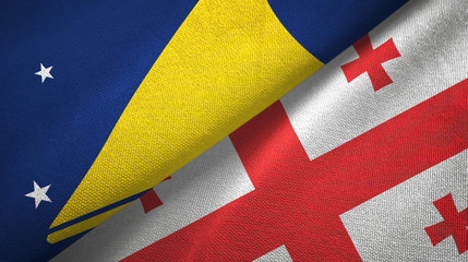 Tokelau and Georgia two flags textile cloth, fabric texture