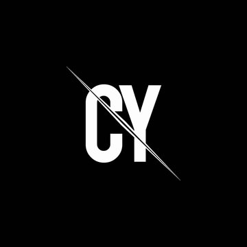 CY logo monogram with slash style design template