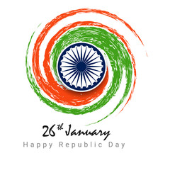 vector illustration of Happy Republic Day of India tricolor background for 26 January