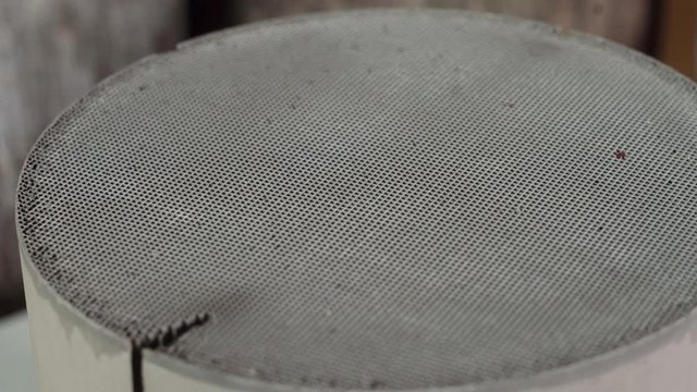 used ceramic catalyst converter close-up