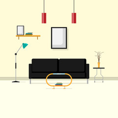 Flat Scene Design Interior, Vector illustration