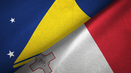 Tokelau and Malta two flags textile cloth, fabric texture