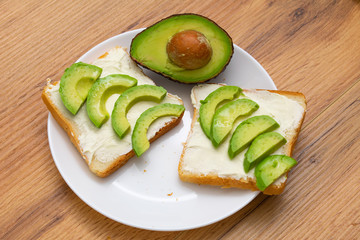 Avocado toasts. Healthy vegetarian and diet concept. Top view