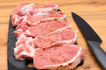 Pieces of raw meat. Pork or beef meat