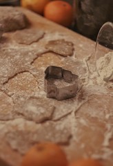 Rolled dough for making gingerbread christmas cookies