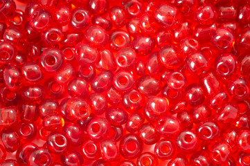 Red beads for needlework, used to make bracelets, beads and other jewelry