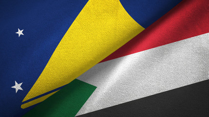 Tokelau and Sudan two flags textile cloth, fabric texture