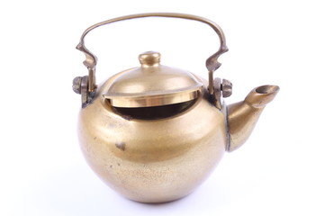 Ancient teapot on white background