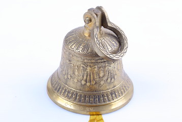 Fototapeta na wymiar Golden bell on white background