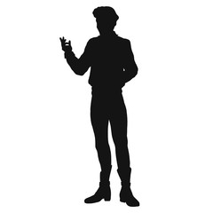 Elegant attractive man says something, raising your hand