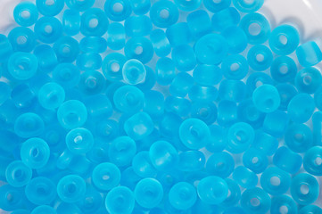 Blue beads for needlework, used to make bracelets, beads and other jewelry