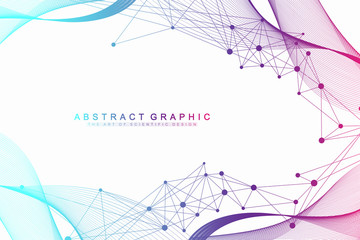 Colorful molecules background. DNA helix, DNA strand, DNA Test. Molecule or atom, neurons. Abstract structure for science or medical background, banner. Scientific molecular vector illustration