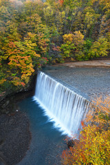 Autumn scene with a dam near Tohoku, Japan