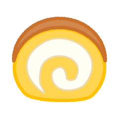 Obraz premium シンプルなロールケーキのイラスト（手書き風）