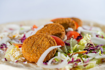 grilled meat and vegetables falafe