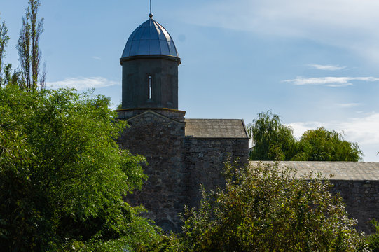 Orthodox Church is Church of Iverskaya Our Lady or Armenian Church as Church of John Baptist. Temple of early 14th century. Сurrent temple. Feodosia, Crimea, Russia, September  2019: 