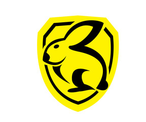 Simple Rabbit and shield vector logo design
