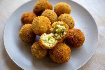Deep Fried Risotto Balls with herbs