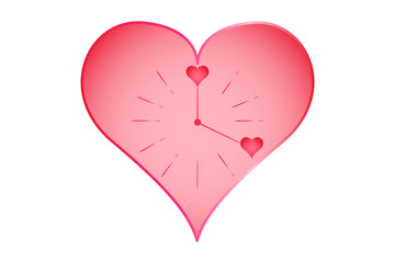 EPS 10 vector. A clock in a shape of heart. Valentines day concept.