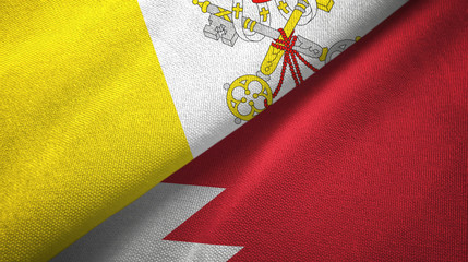 Vatican and Bahrain two flags textile cloth, fabric texture