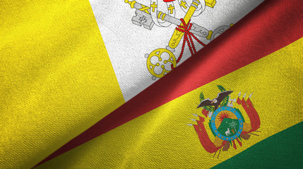 Vatican and Bolivia two flags textile cloth, fabric texture