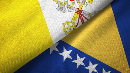 Vatican and Bosnia and Herzegovina two flags textile cloth, fabric texture
