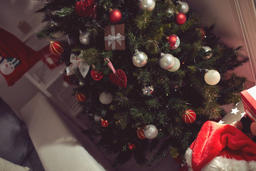 Christmas tree with presents. New Year/ Christmas concept.