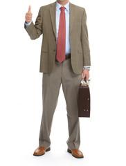 Businessman with brief case on a white background