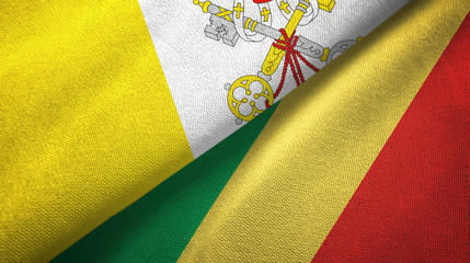 Vatican and Congo two flags textile cloth, fabric texture