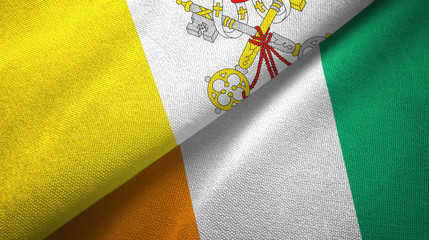 Vatican and Cote d'Ivoire Ivory coast two flags textile fabric texture