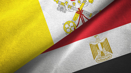 Vatican and Egypt two flags textile cloth