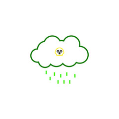 Acid rain cloud icon vector formed with simple shapes