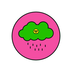Acid rain cloud icon vector formed with simple shapes