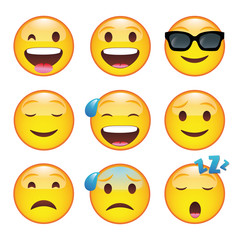 Set of Emoticons on White Background. 