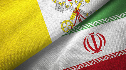 Vatican and Iran two flags textile cloth, fabric texture