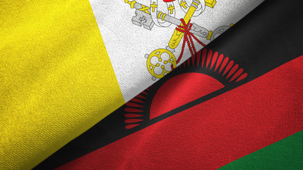 Vatican and Malawi two flags textile cloth, fabric texture