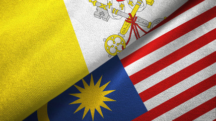 Vatican and Malaysia two flags textile cloth, fabric texture