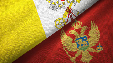 Vatican and Montenegro two flags textile cloth, fabric texture