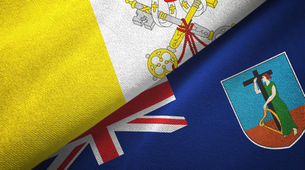 Vatican and Montserrat two flags textile cloth, fabric texture