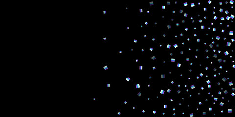 Rainbow, iridescent rectangle, shiny confetti.