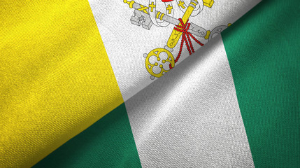 Vatican and Nigeria two flags textile cloth, fabric texture