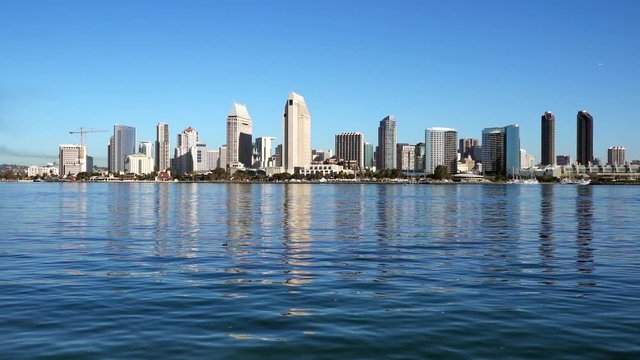 San Diego skyline panoramic view in slow motion