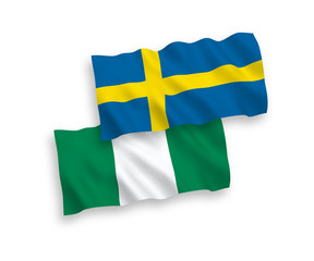 Flags of Sweden and Nigeria on a white background