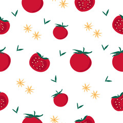 seamless pattern with vegetables, tomato. design for  packaging, textile, background, postcards and posters.